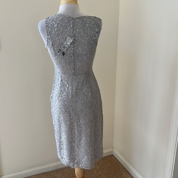 New! BCBGMaxazaria SZ 2, grey silver metallic over slip Lynette dress. - Picture 7 of 14
